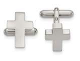 Stainless Steel Polished Cross Cuff Links